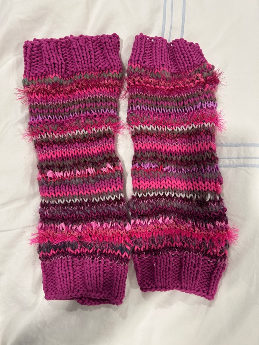 Hand Knit Fuchsia Pink Knit Leg Warmers